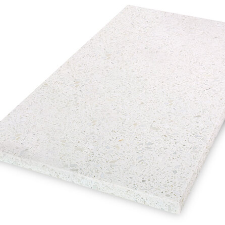 Blad terrazzo wit - marmercomposiet - gepolijst (glans) - 2 cm dik - op maat - glanzende witte marmer composiet