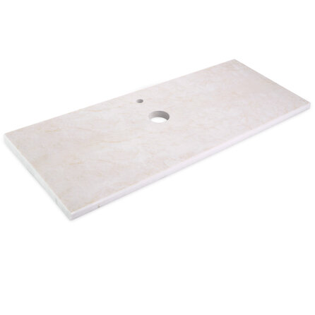 Wastafelblad marmerlook crème - kwartscomposiet - gezoet (mat) - 2 cm dik - op maat - matte taj mahal imitatie van quarts / quartz composiet