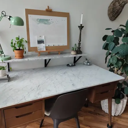 Blad - bianco carrara marmer - gezoet (mat) - 2 cm dik - op maat - matte wit marmer