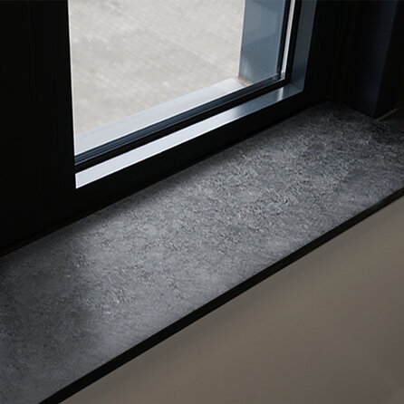 Vensterbank - steel grey graniet - leather finish (mat) - 3 cm dik - op maat - leer / leder look silver grey graniet