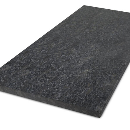 Werkblad - steel grey graniet - leather finish (mat) - 2 cm dik - op maat - leer / leder look silver grey graniet