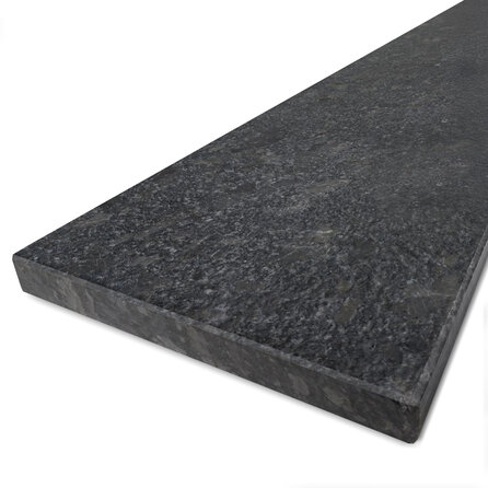 Vensterbank - steel grey graniet - leather finish (mat) - 3 cm dik - op maat - leer / leder look silver grey graniet