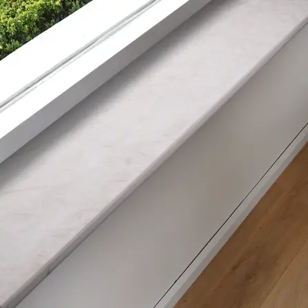 Sample marmerlook crème - kwartscomposiet - gezoet (mat) - 2 cm dik - op maat - matte taj mahal imitatie van quarts / quartz composiet