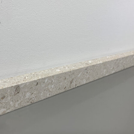 Sample perlato look - marmercomposiet - gepolijst (glans) - 2 cm dik - op maat - materiaal proefstuk / monster van glanzende beige/zand marmer composiet