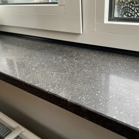 Sample hardsteen look donker - marmercomposiet - gepolijst (glans) - 2 cm dik - op maat - materiaal proefstuk / monster van glanzende arduin imitatie van marmer composiet