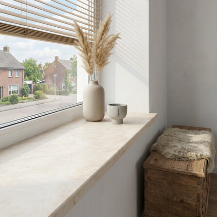 Sample / proefstuk - taj mahal look - kwartscomposiet - gezoet (mat) - 7x5x2 cm