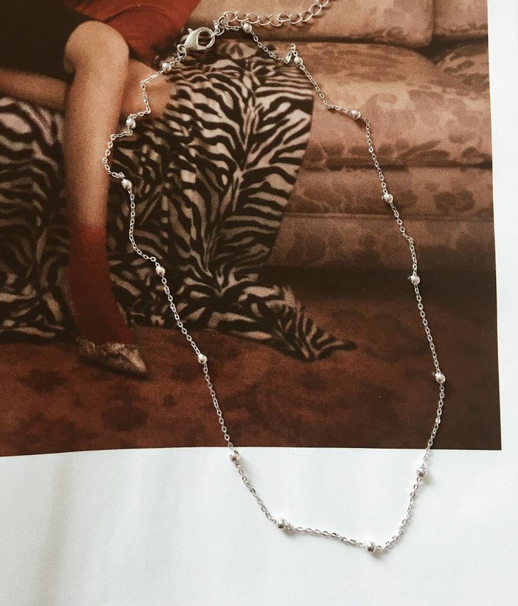 Silver Beads Choker Necklace