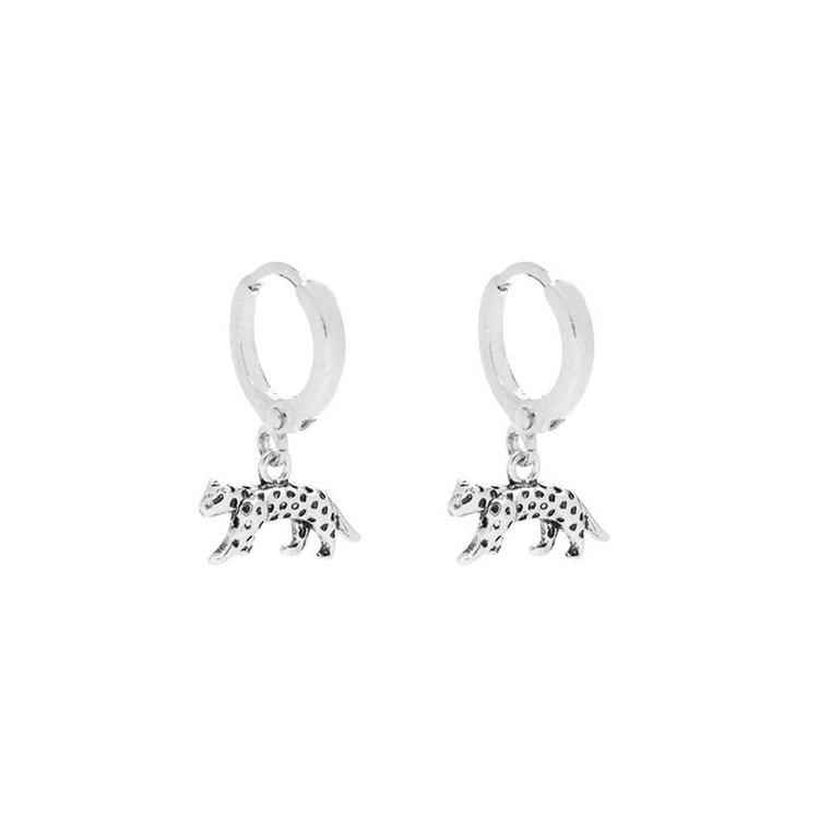 Silver Wild Leopard Earrings