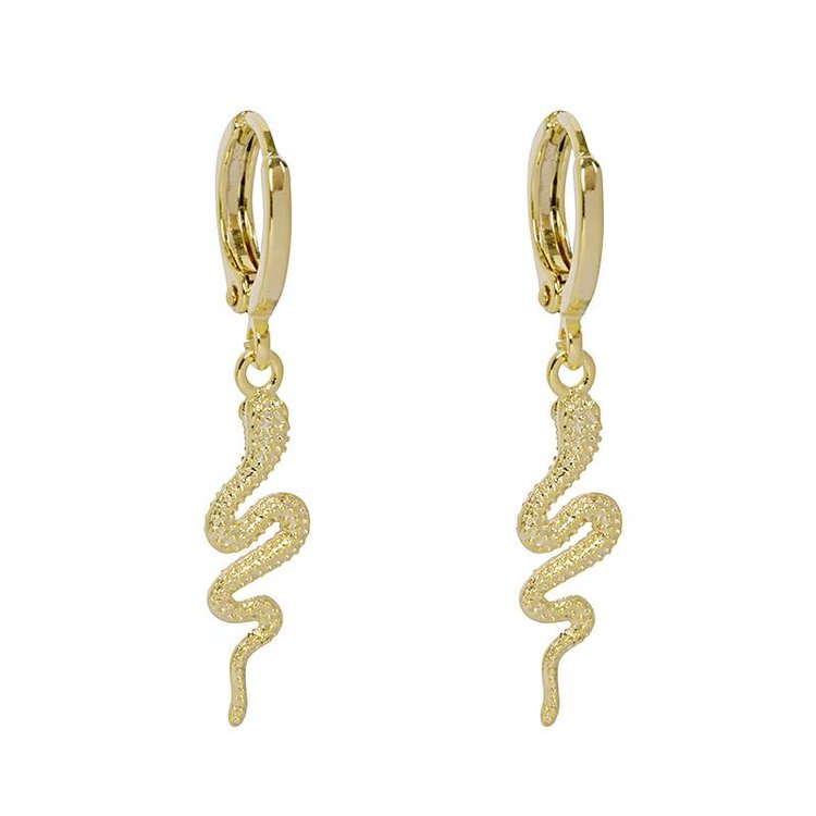 Gold Solid Snake Earrings
