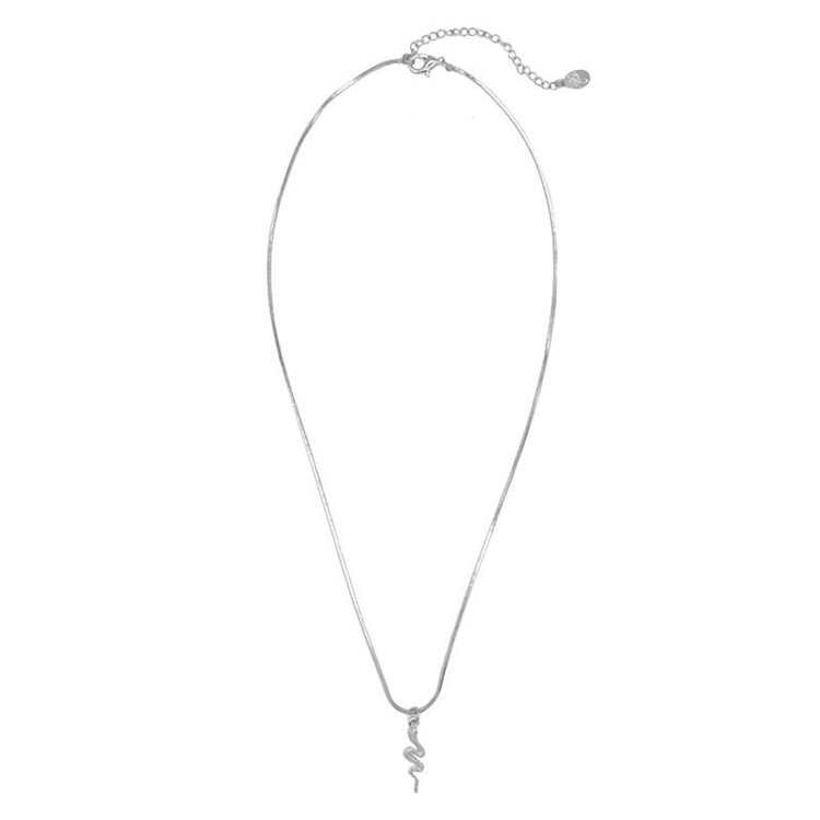 Silver Solid Snake Necklace