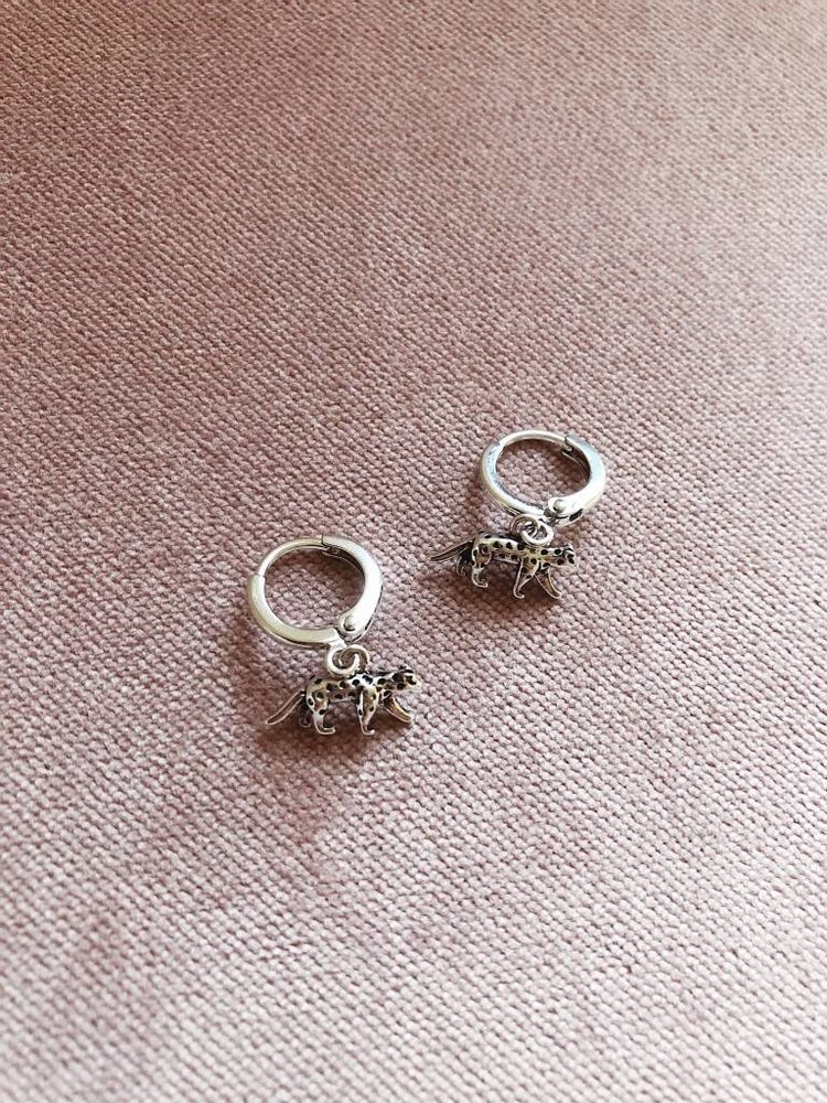 Silver Wild Leopard Earrings