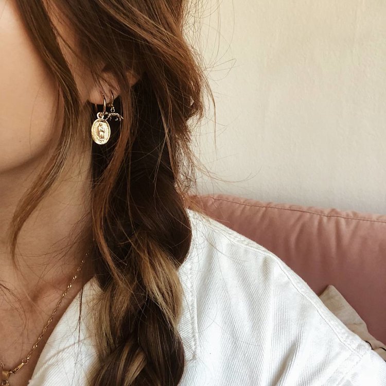 Silver Forever Mary Hoop Earrings