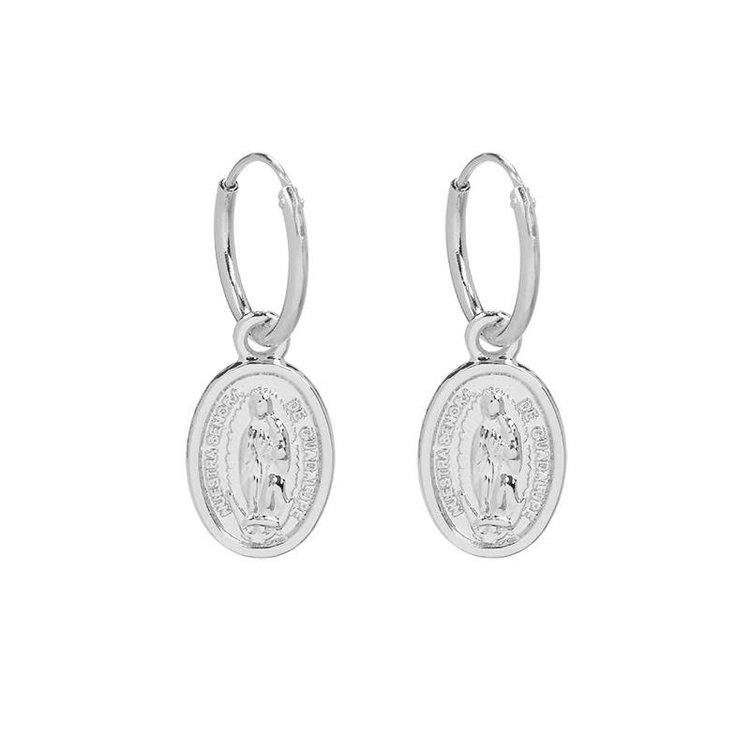 Silver Forever Mary Hoop Earrings
