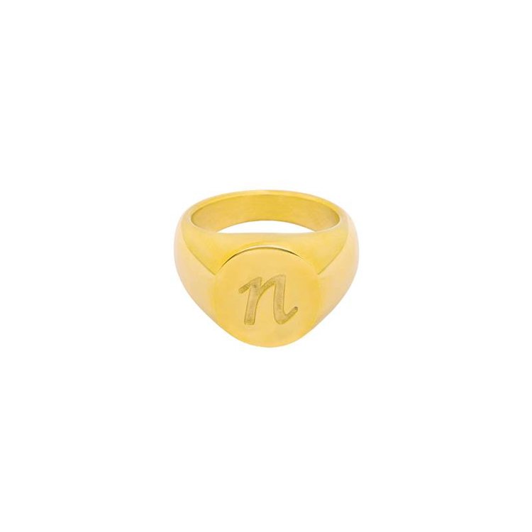 Gold Initial Signet Ring