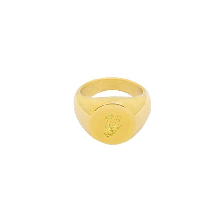 Gold Initial Signet Ring