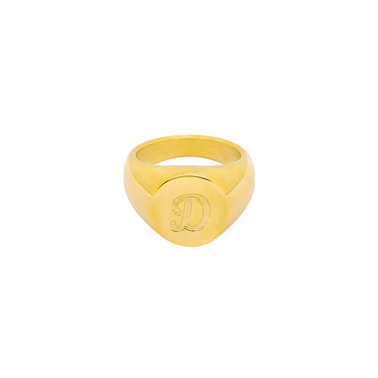 Gold Initial Signet Ring