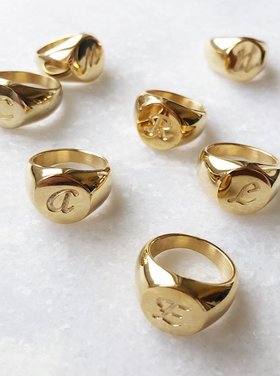 Gold Initial Signet Ring