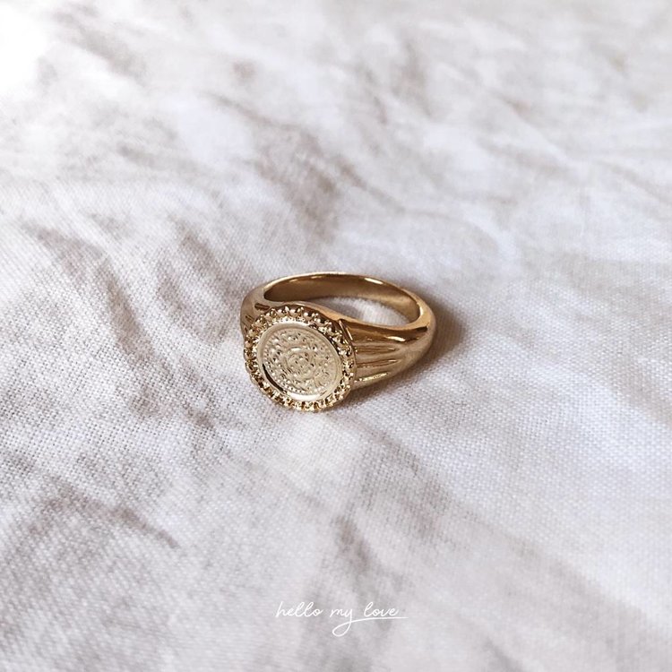 Gold Roman Coin Signet Ring