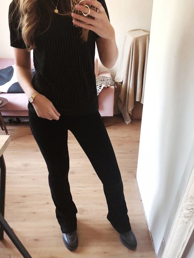 Corduroy Flared Trousers / Black