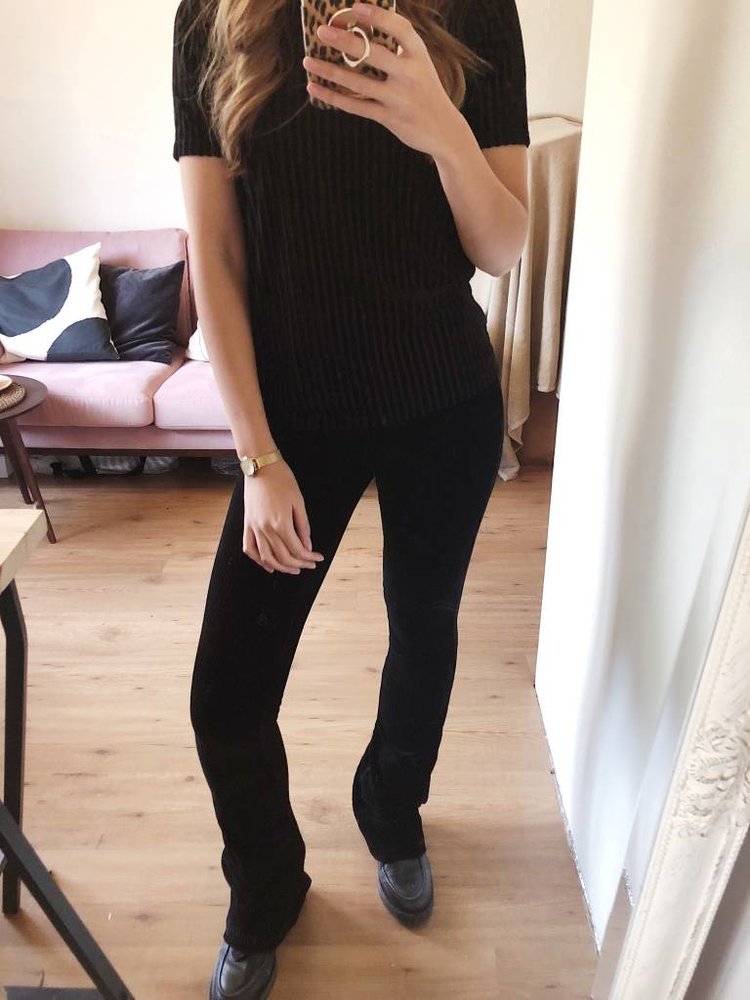 Corduroy Flared Trousers / Black