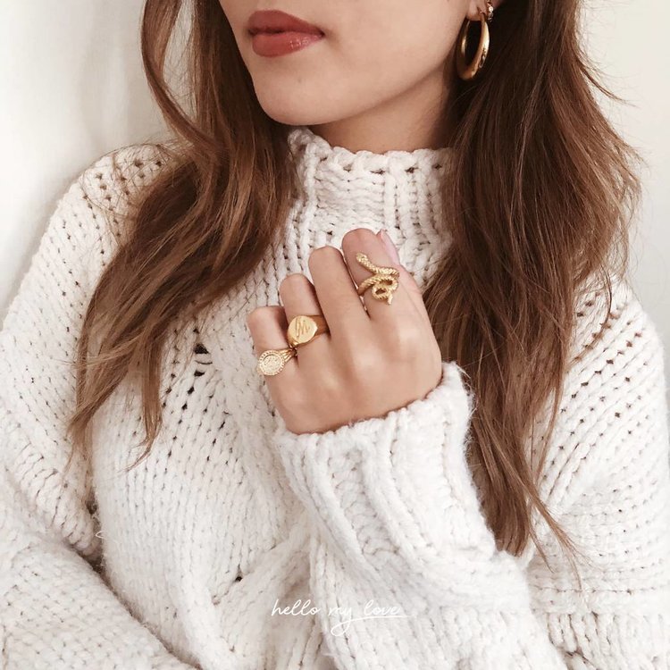 Silver Initial Signet Ring