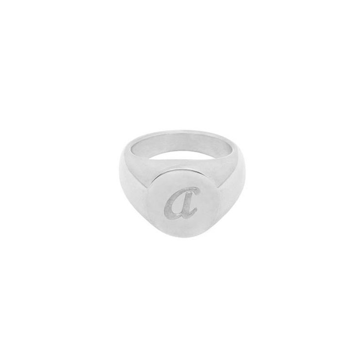 Silver Initial Signet Ring