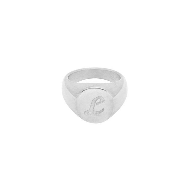 Silver Initial Signet Ring