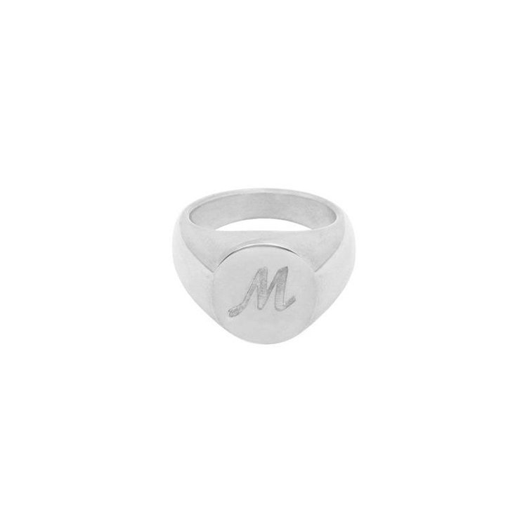 Silver Initial Signet Ring