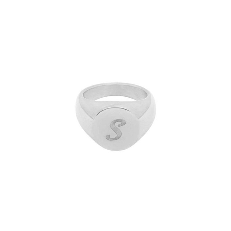 Silver Initial Signet Ring