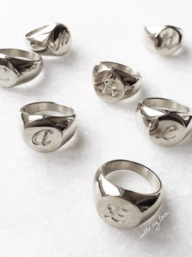 Silver Initial Signet Ring