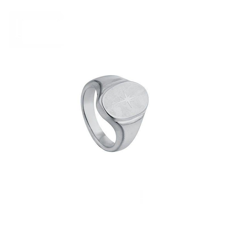 Silver North Star Signet Ring
