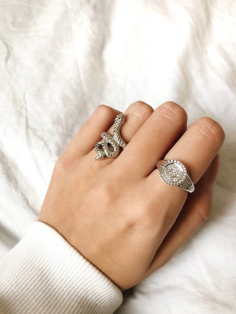 Silver Solid Snake Ring