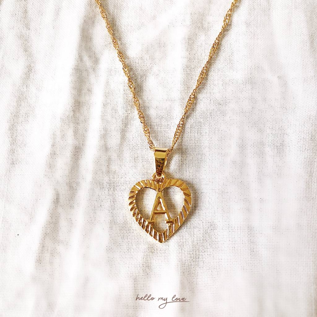 Gold Initial Heart Necklace Hello My Love