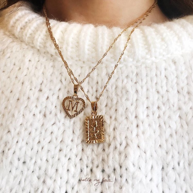 Gold Initial Heart Necklace