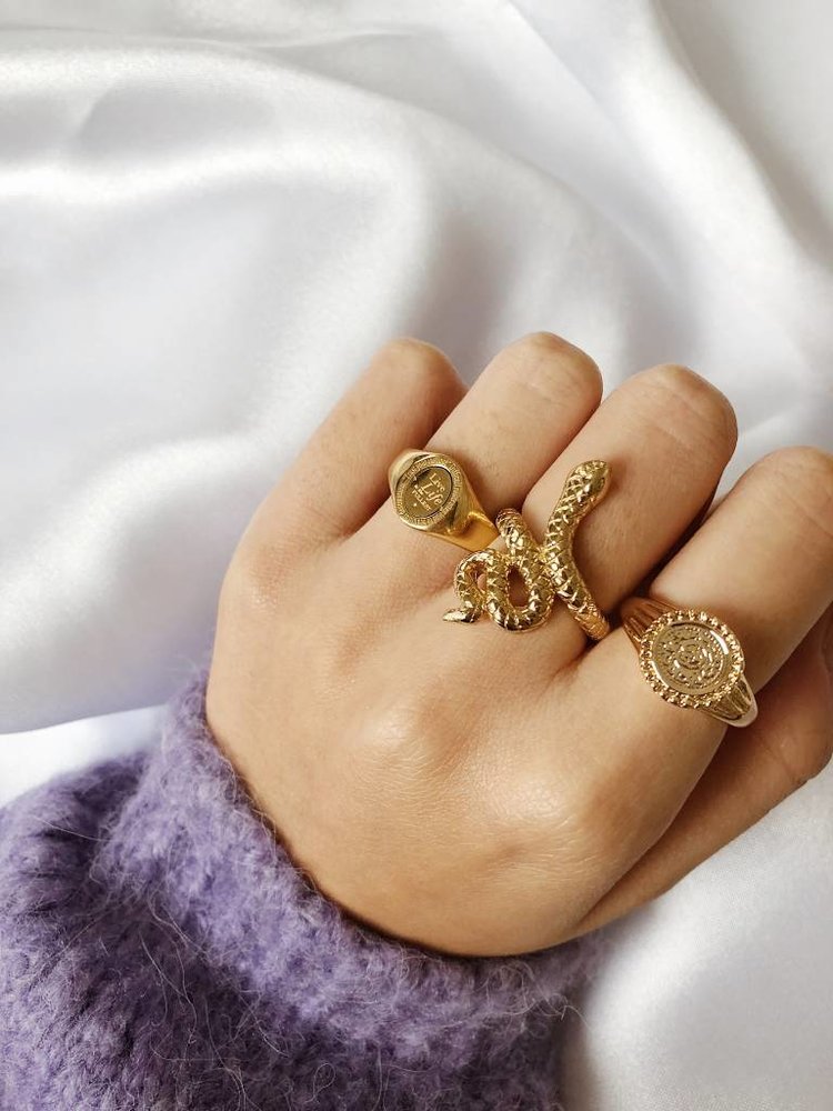 Gold Solid Snake Ring