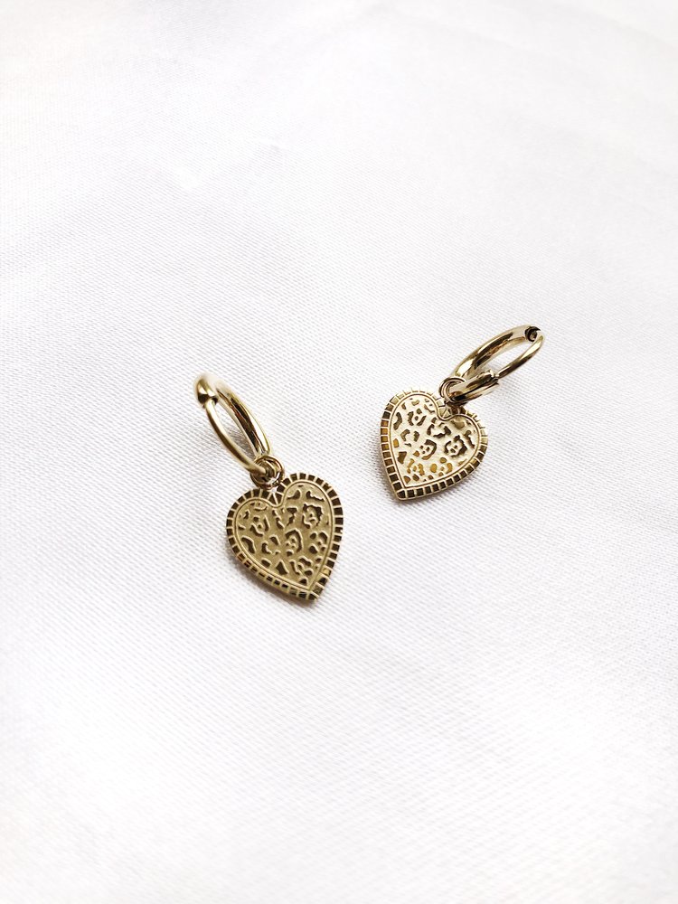 Gold Leo Heart Earrings