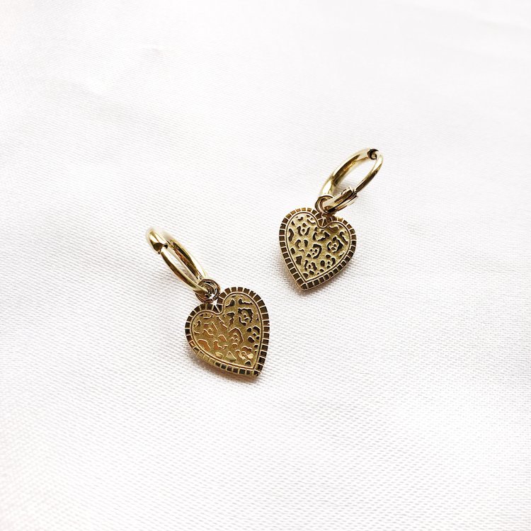 Gold Leo Heart Earrings