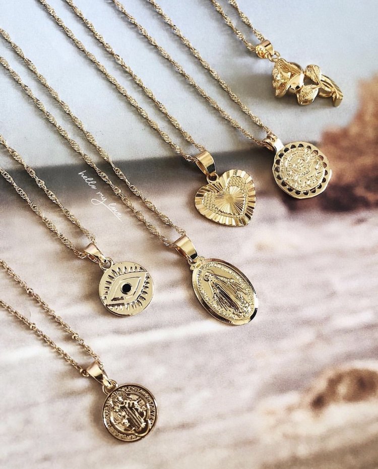 Gold Coin Eye Necklace