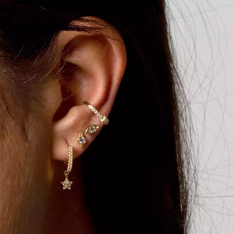 Silver Star Rhinestone Earrings