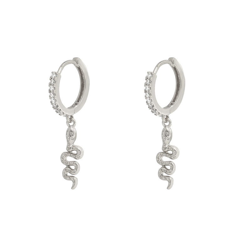 Silver Sparkle Snake Earrings