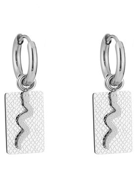 Silver Snake Tag Earrings