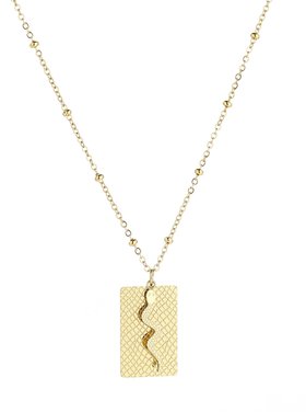 Gold Snake Tag Necklace