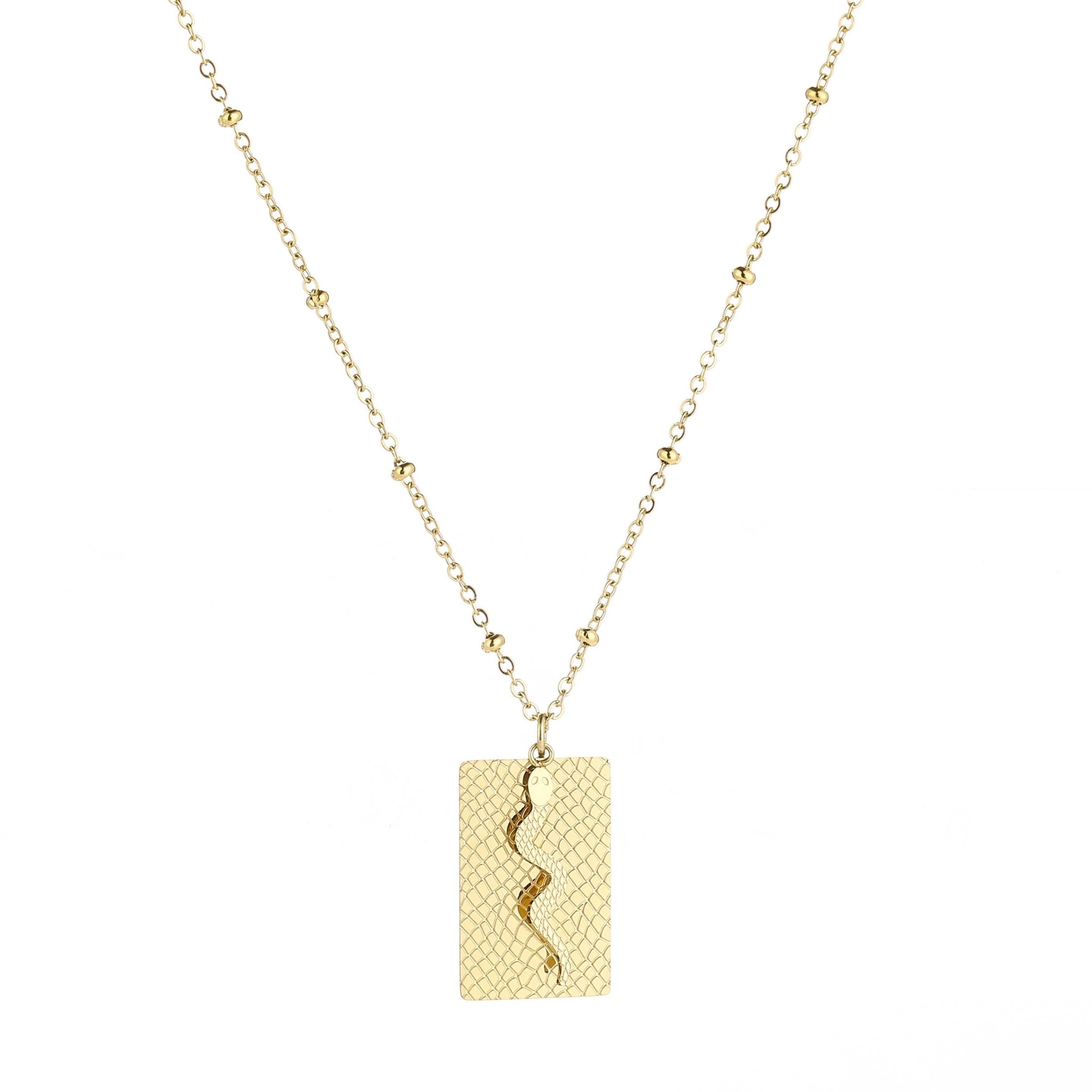Gold Snake Tag Necklace - Hello My Love