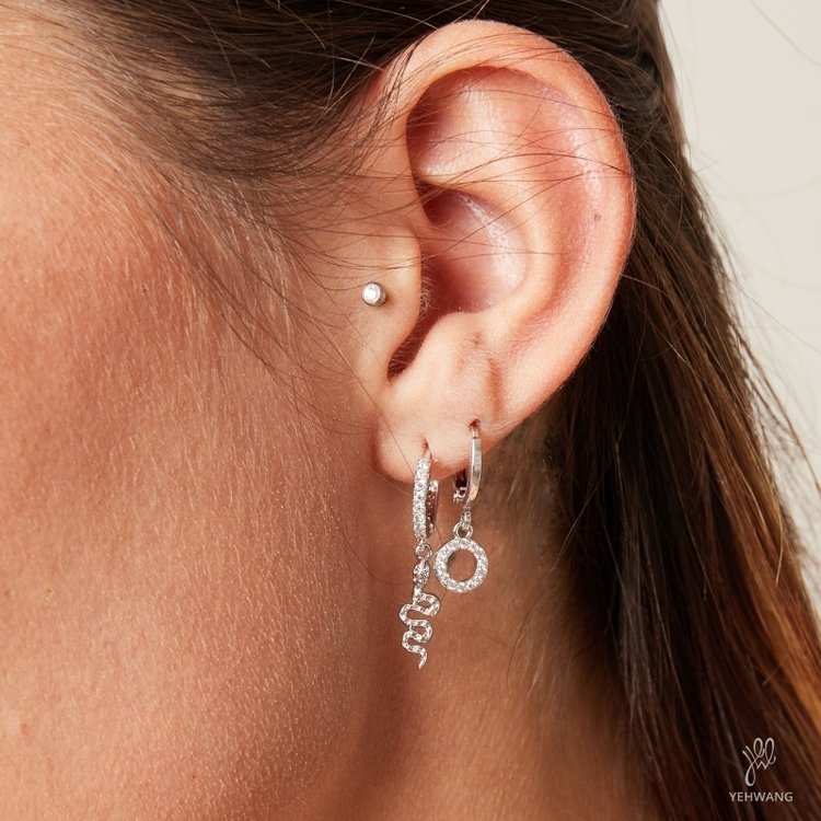 Silver Sparkle Snake Earrings