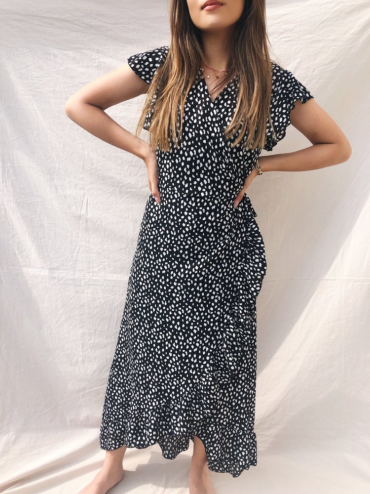 Kaela Leopard Maxi Dress / Black