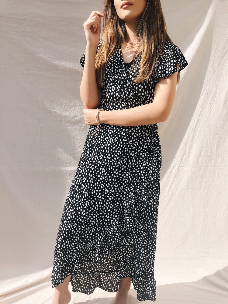 Kaela Leopard Maxi Dress / Black