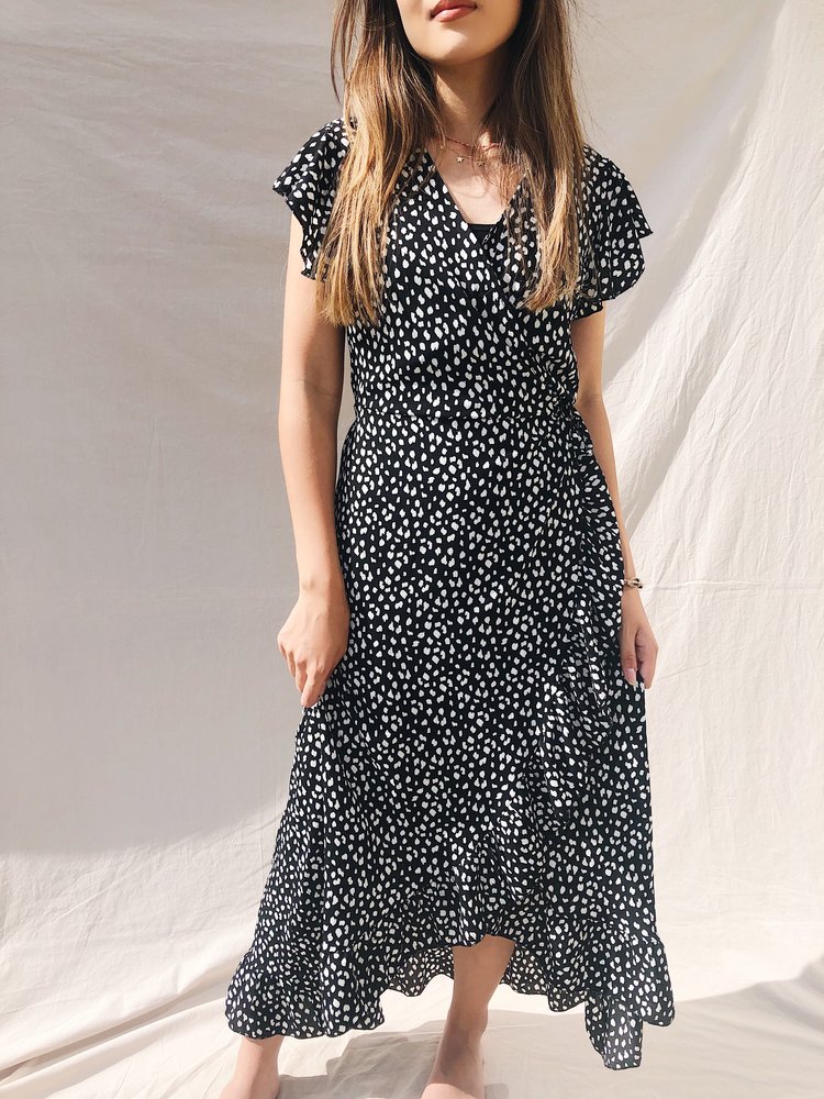 Kaela Leopard Maxi Dress / Black