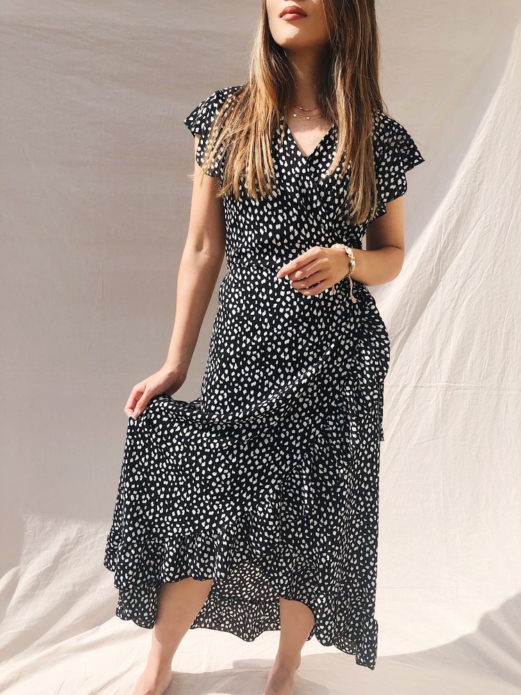 Kaela Leopard Maxi Dress / Black