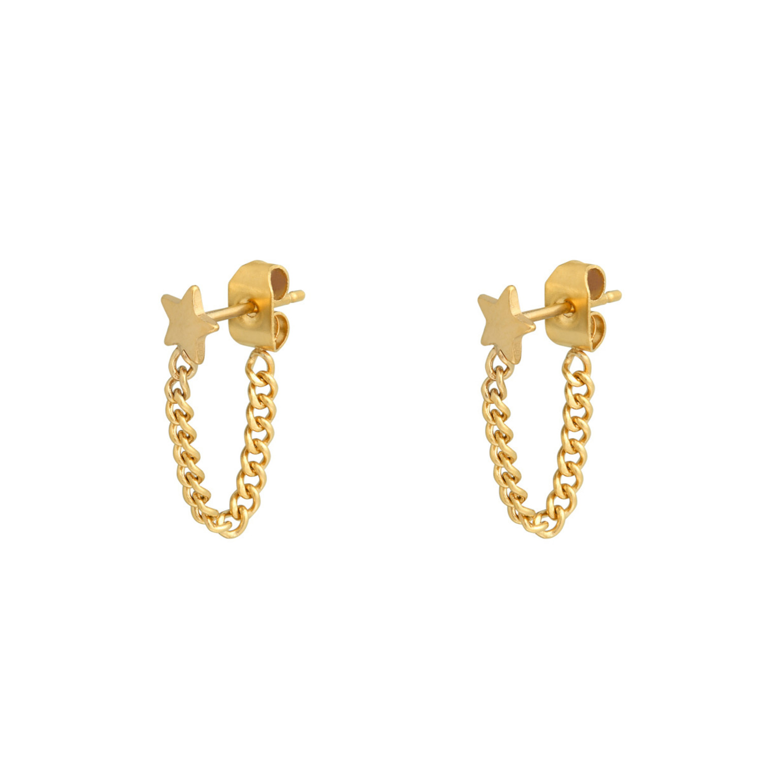 Gold Star Chain Earrings Hello My Love