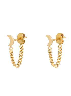 Gold Moon Chain Earrings